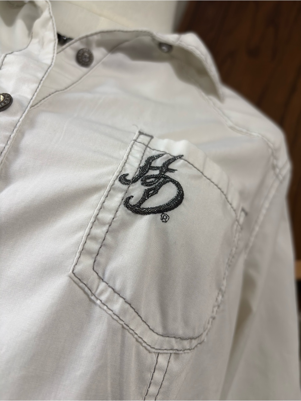 Harley Davidson White Winged Button Up Shirt Large Biker Moto Western Boho - Picture 8 of 15